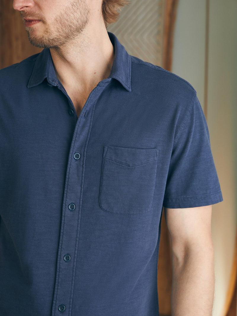 Short-Sleeve Sunwashed Knit Shirt (Single Pocket) - Dune Navy Product Image