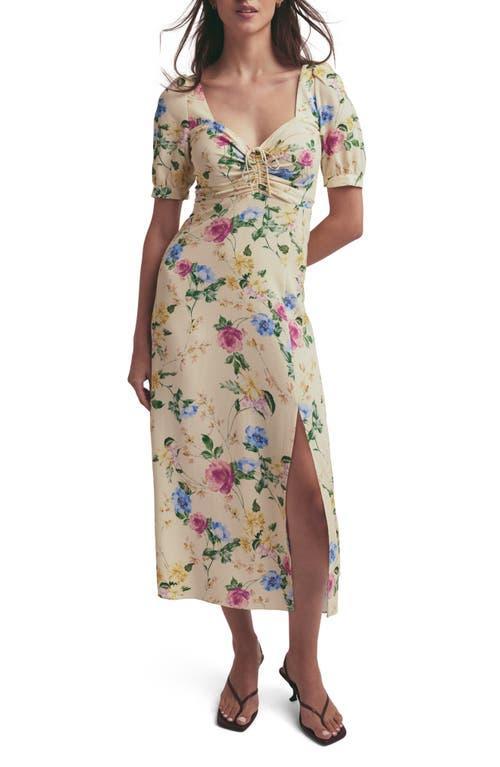 Womens The Vineyard Floral Puff-Sleeve Midi-Dress Product Image