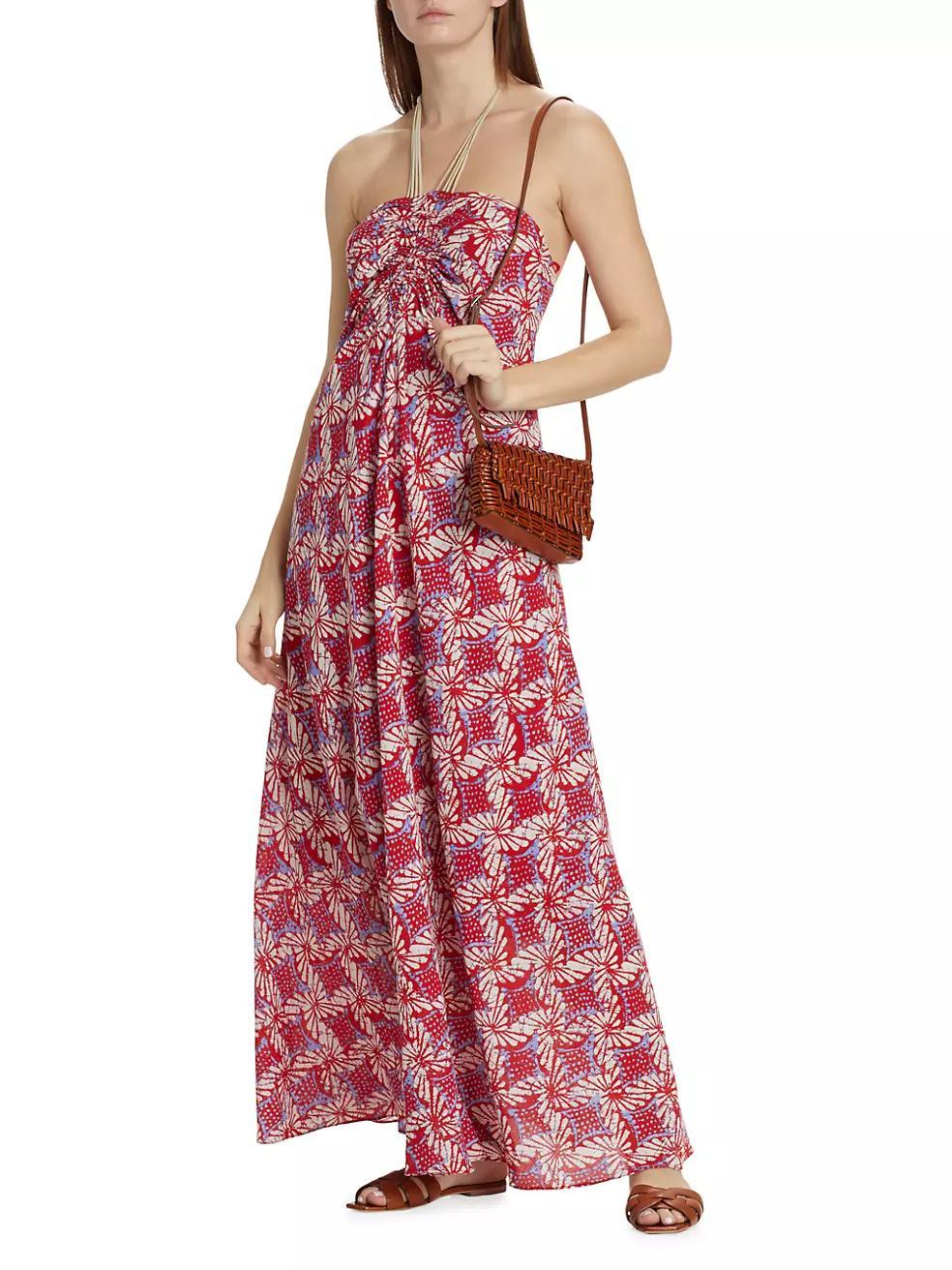 Maya Floral Cotton Halterneck Maxi Dress Product Image