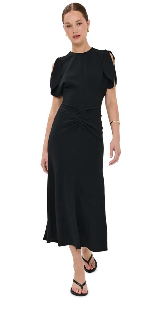 Gathered Midi Dress In Black Product Image