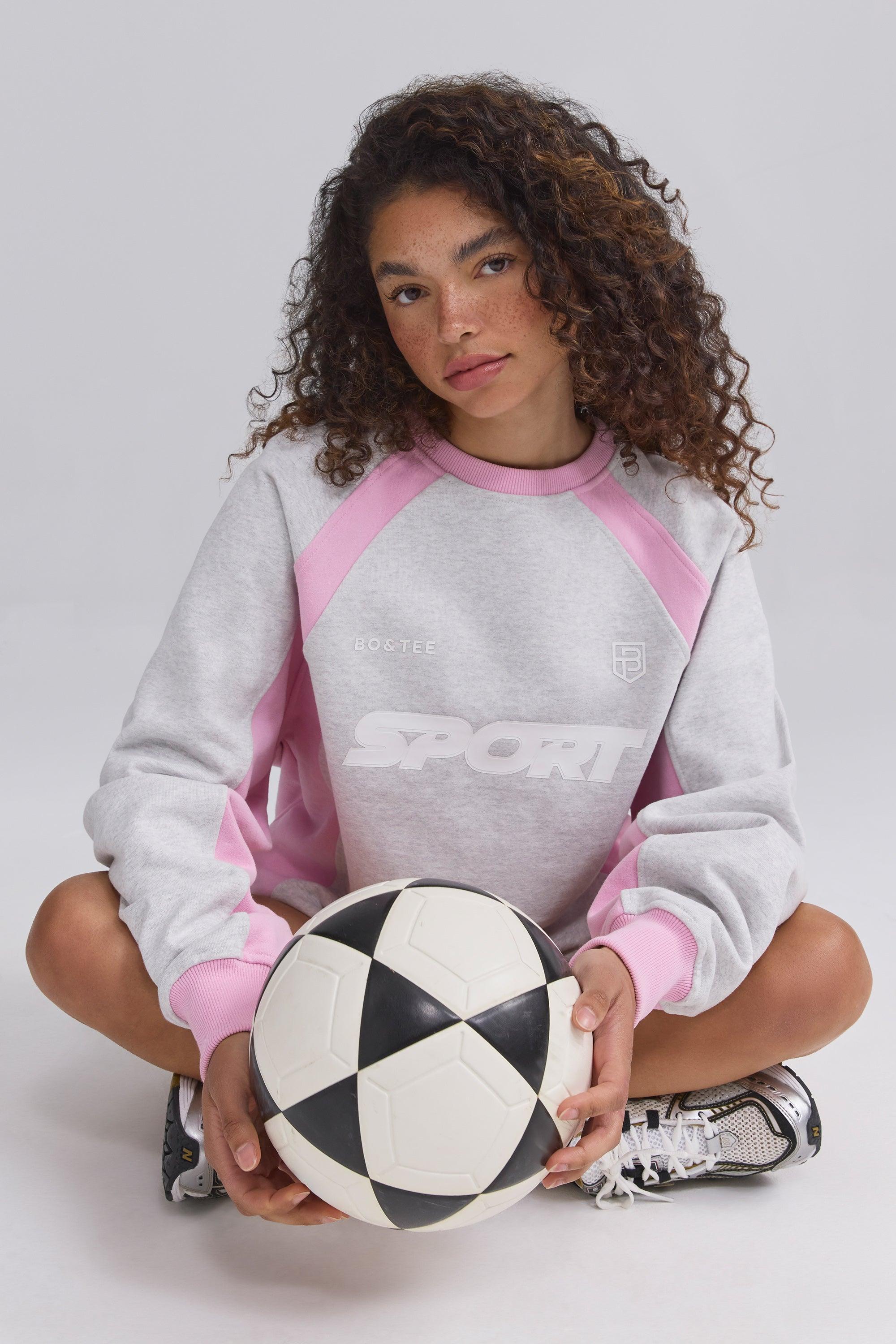 Oversized Colourblock Sweatshirt in Grey Marl Product Image