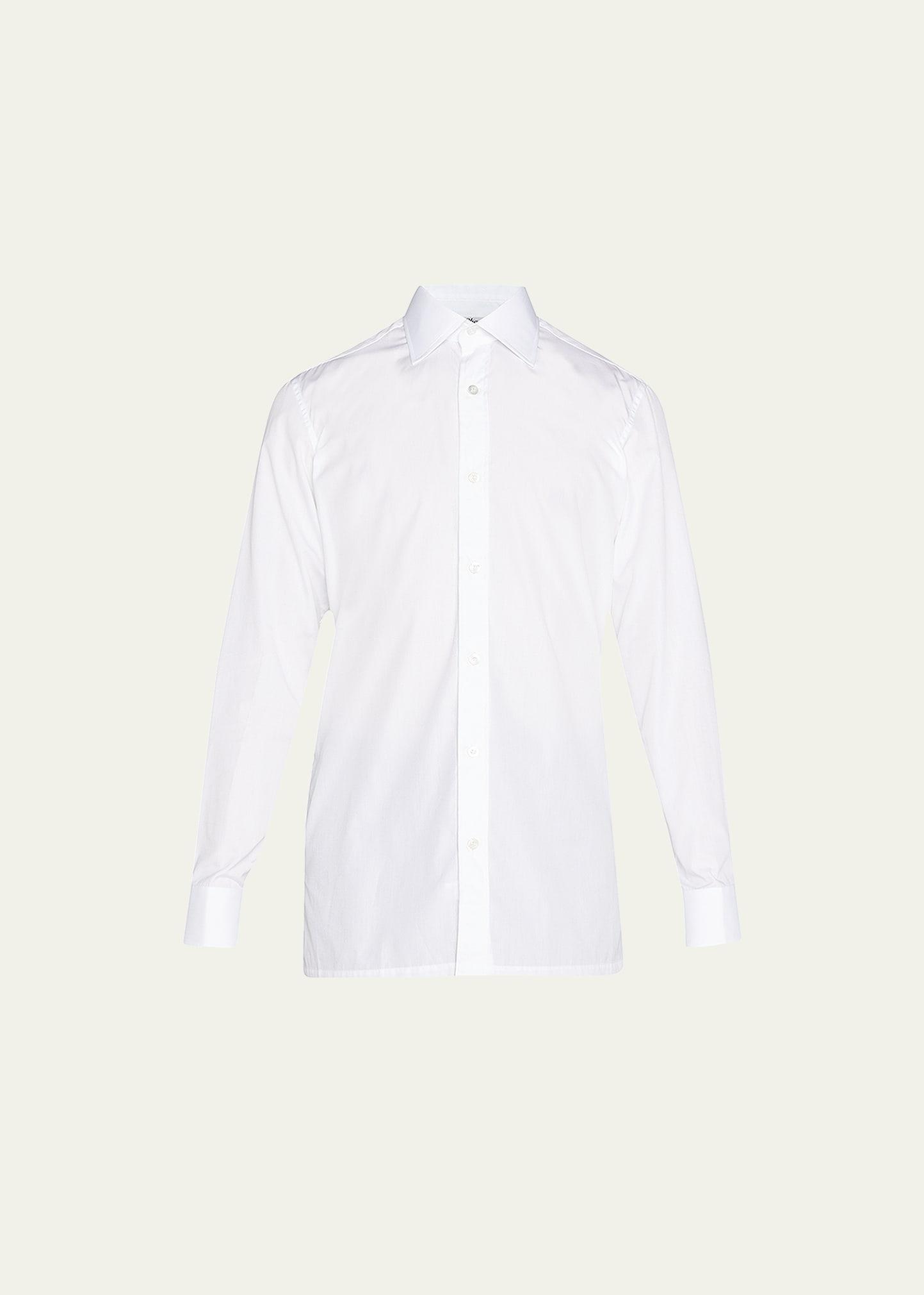 Mens Basic Solid Point-Collar Dress Shirt with French Cuffs Product Image