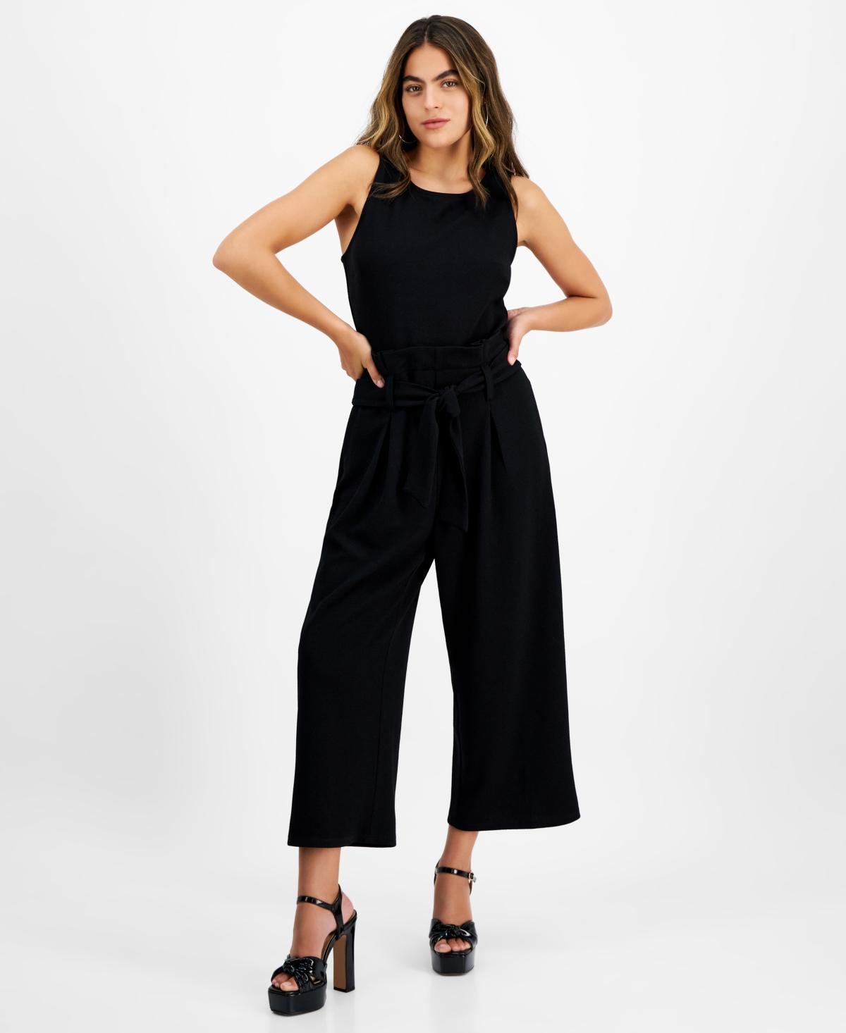 Women's Sleeveless Crewneck Tie-Waist Jumpsuit, Regular & Petite, Created for Macy's Product Image