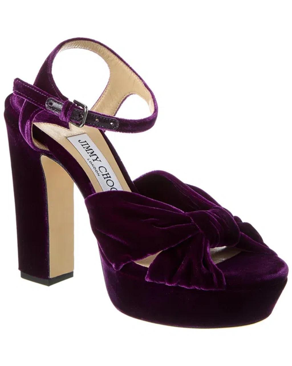 JIMMY CHOO Heloise 120 Velvet Sandals In Purple product image