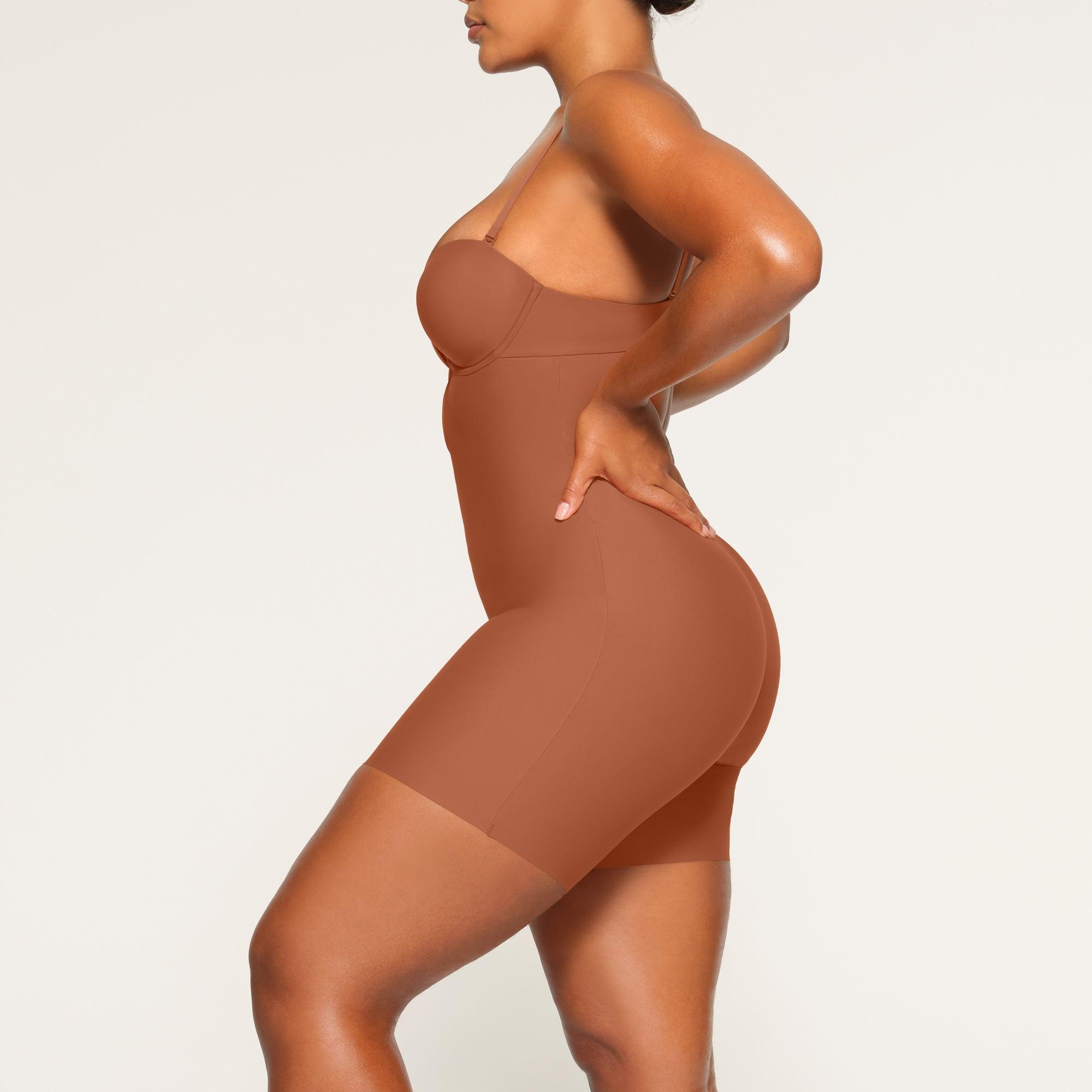 DEEP PLUNGE SHAPEWEAR MID THIGH BODYSUIT | BRONZE Product Image