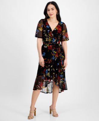 Petite Floral High-Low Wrap Sheath Dress Product Image