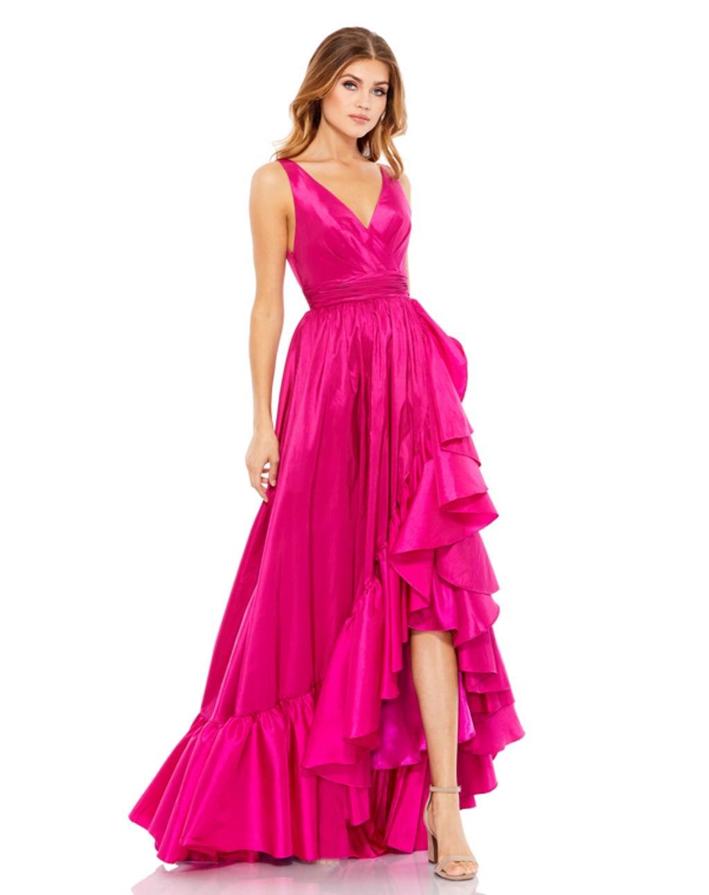 Faux Wrap Tier Gown In Magenta Product Image