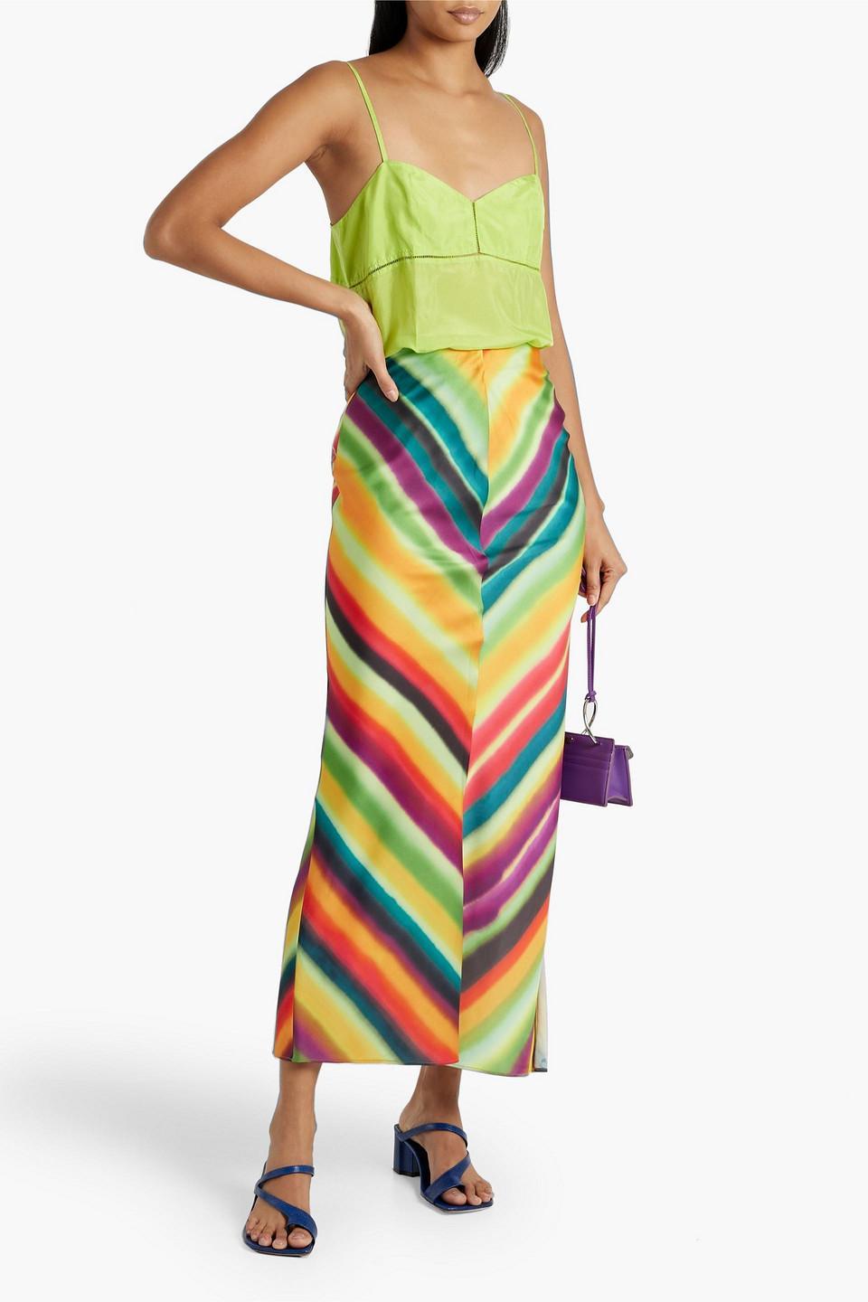 Lattice-trimmed Silk Camisole In Bright Green Product Image