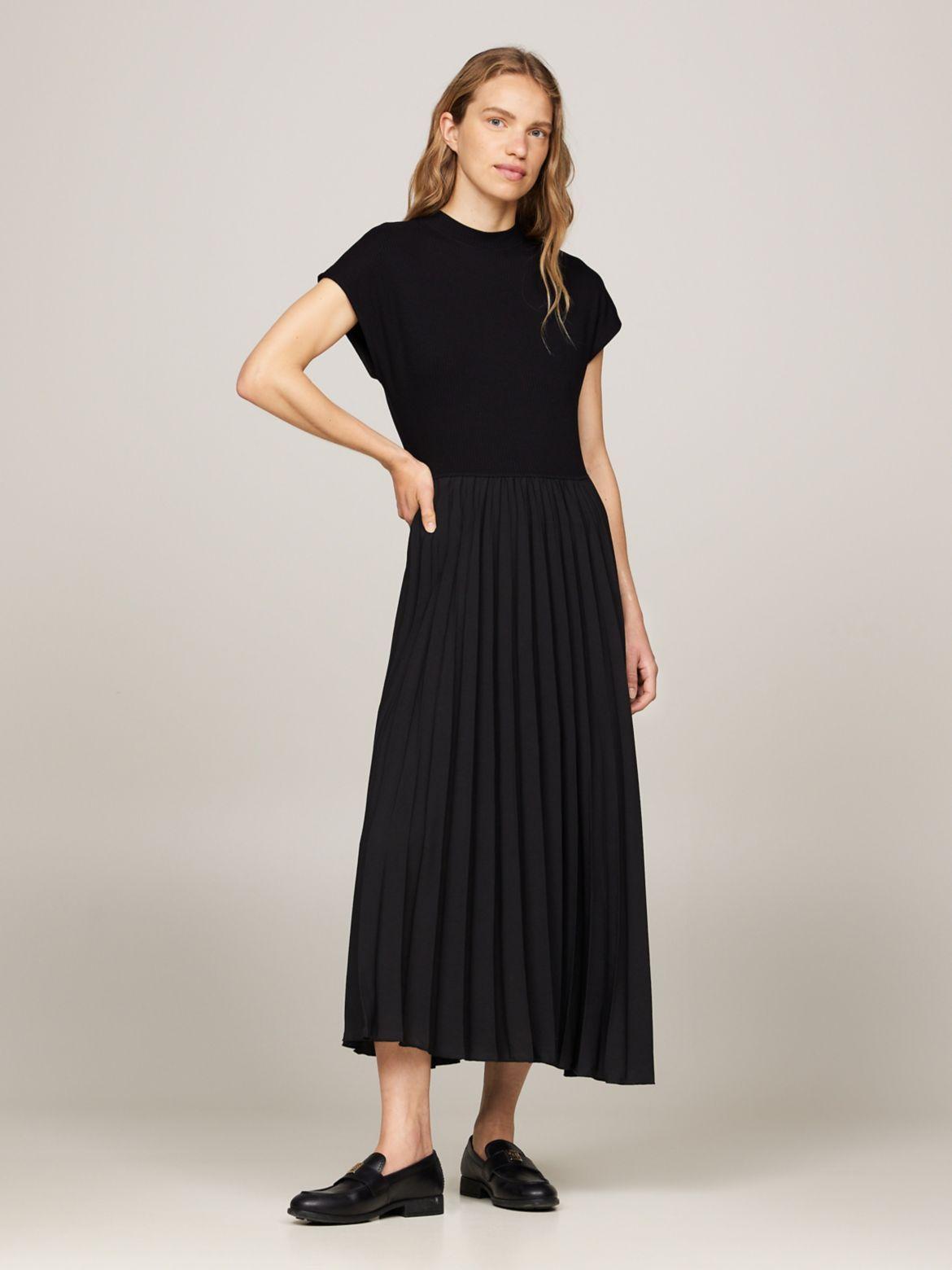 Tommy Hilfiger Women's Mockneck Pleated Midi Dress Product Image