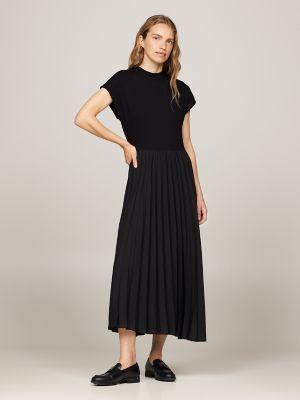 Mockneck Pleated Midi Dress Product Image