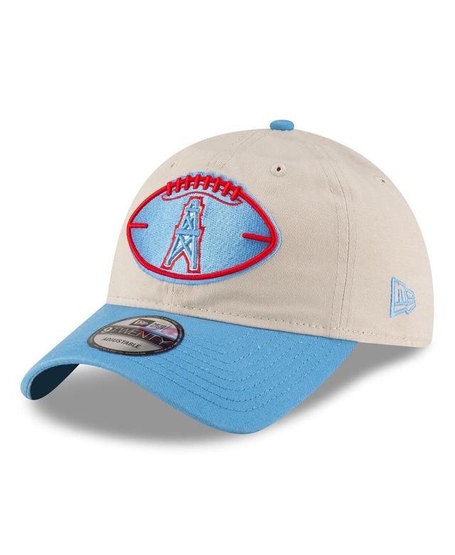 New Era Mens Stone Houston Oilers 2024 Sideline Historic 9TWENTY Adjustable Hat - Stone, Light Blue Product Image