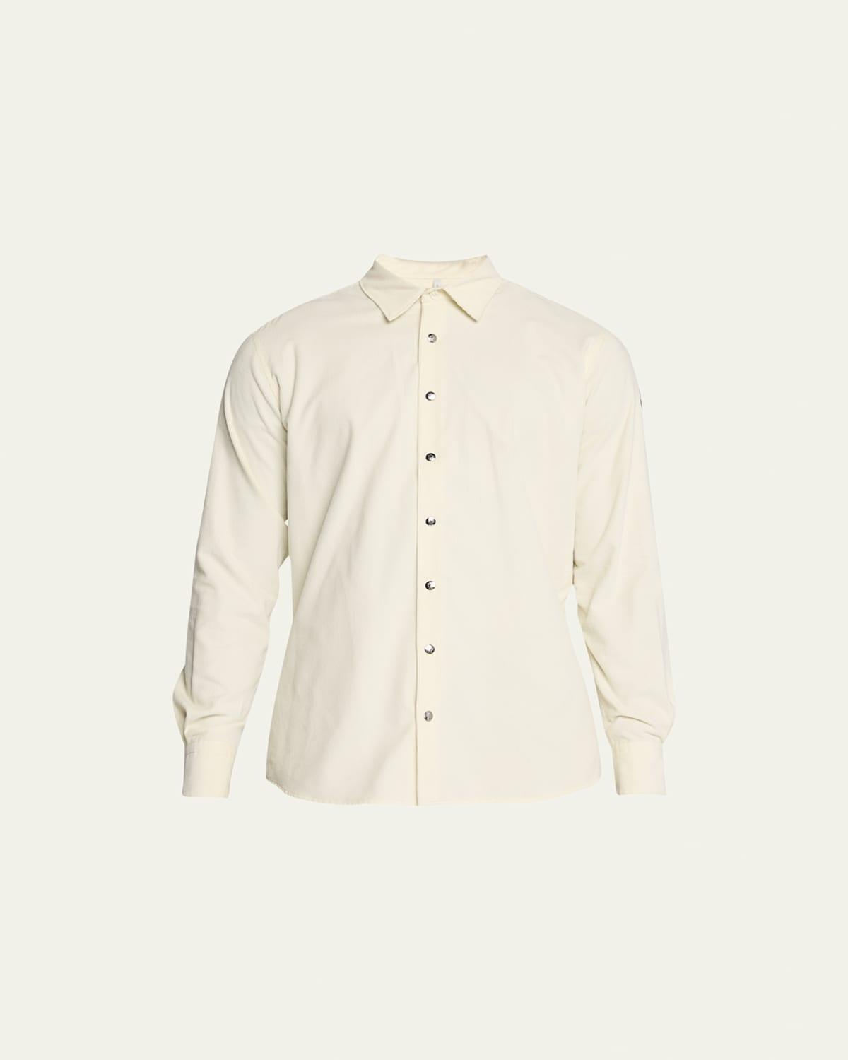 Moncler Leather Logo Patch Corduroy Snap-Up Shirt Product Image