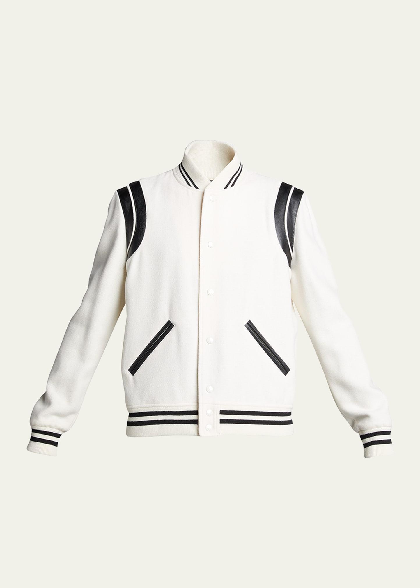 Saint Laurent Teddy Stretch Wool Varsity Jacket Product Image