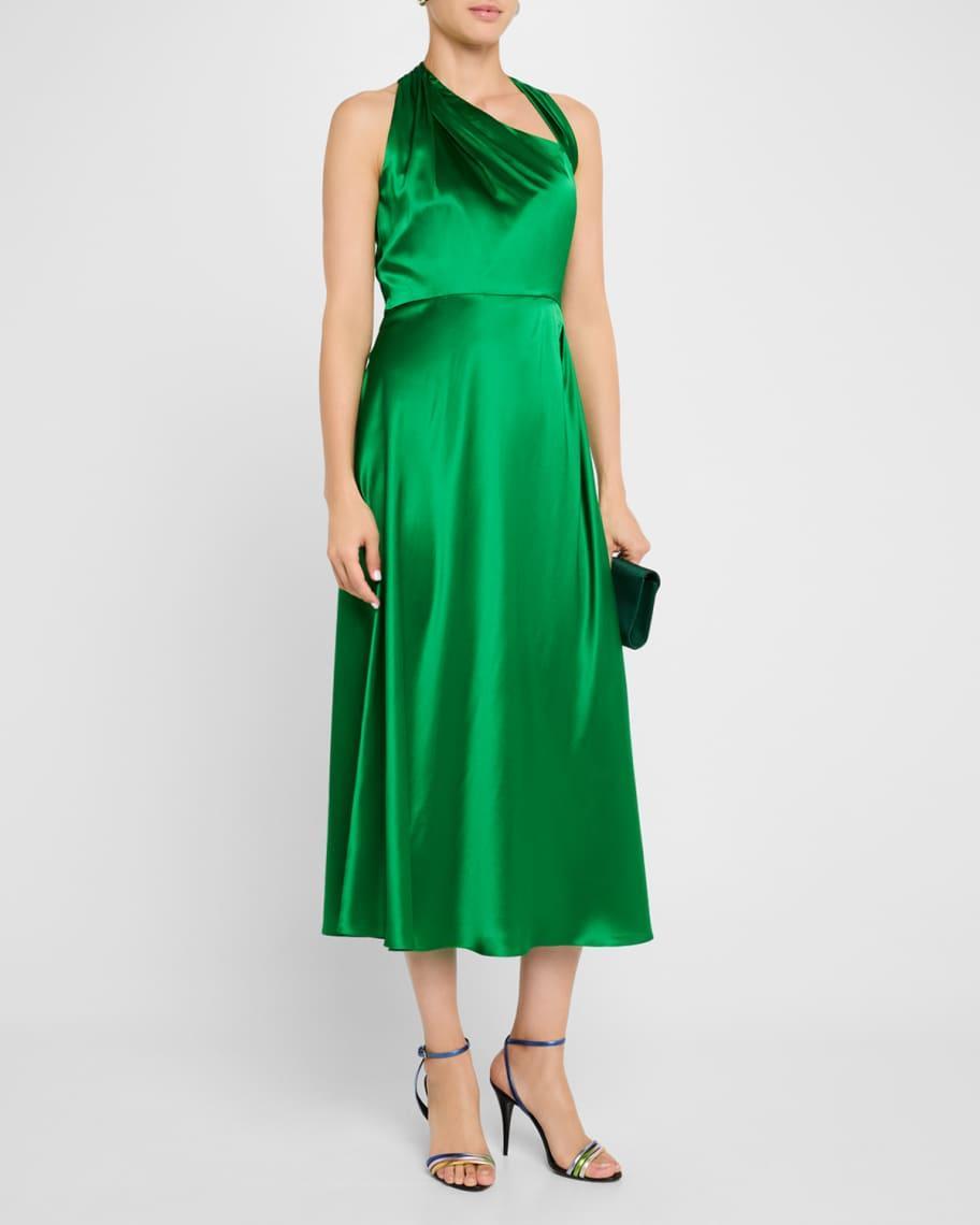 Lucinda Sleeveless Asymmetric Silk Midi Dress Product Image