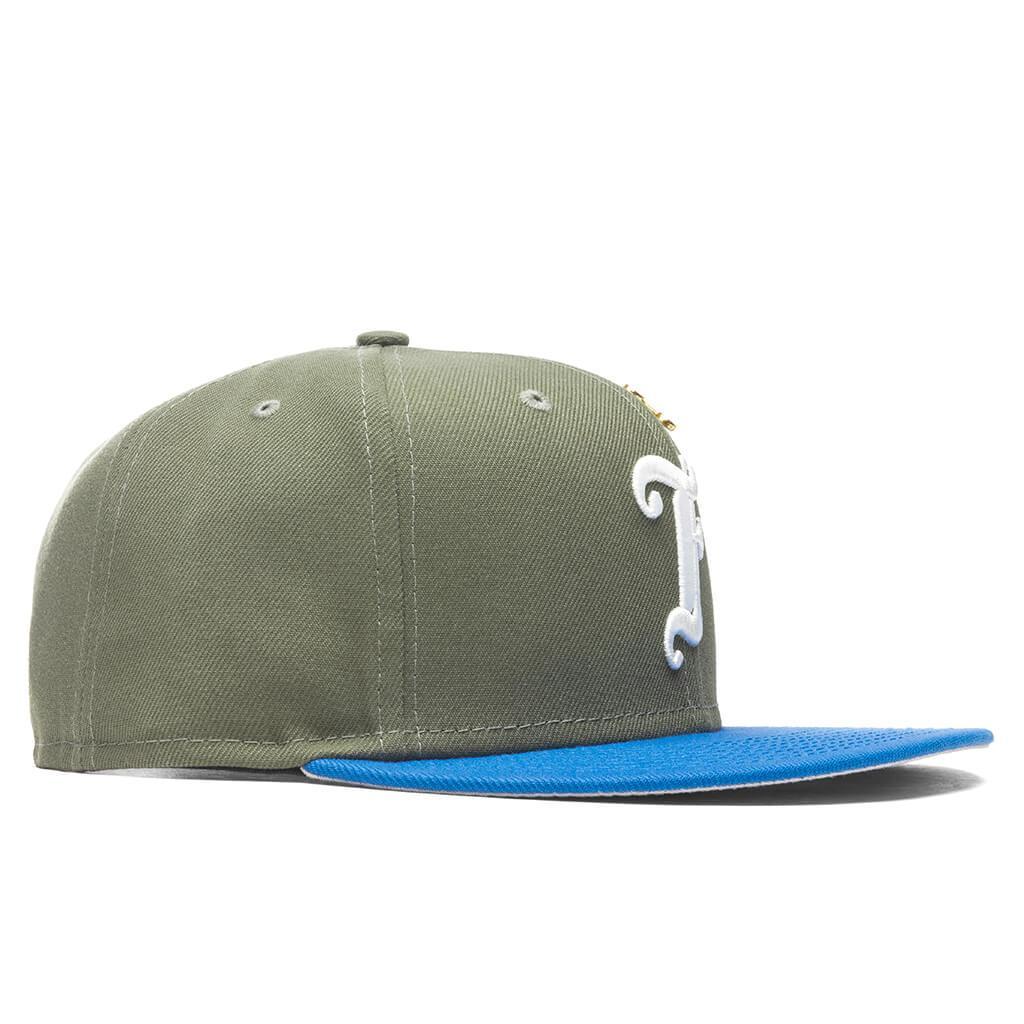 Feature x New Era Old English F Snapback Hat w/ Pin - Olive/Rainstorm Blue Male Product Image