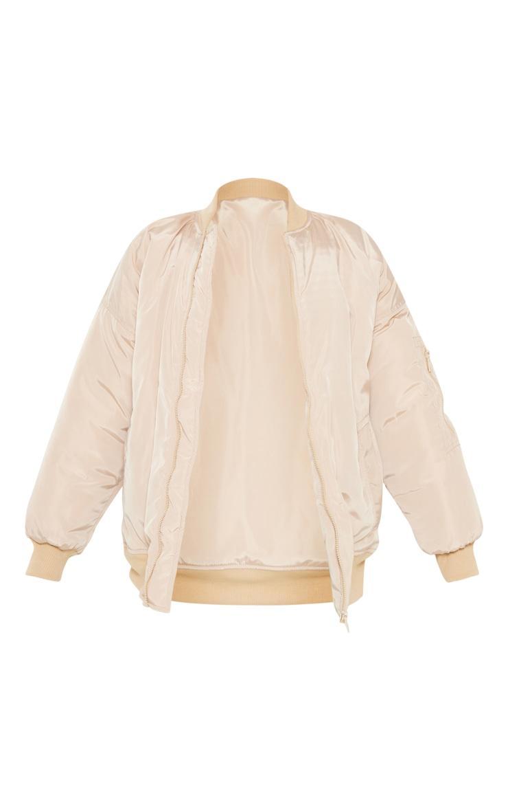 Petite Camel Oversized Zip Up Bomber Jacket Product Image