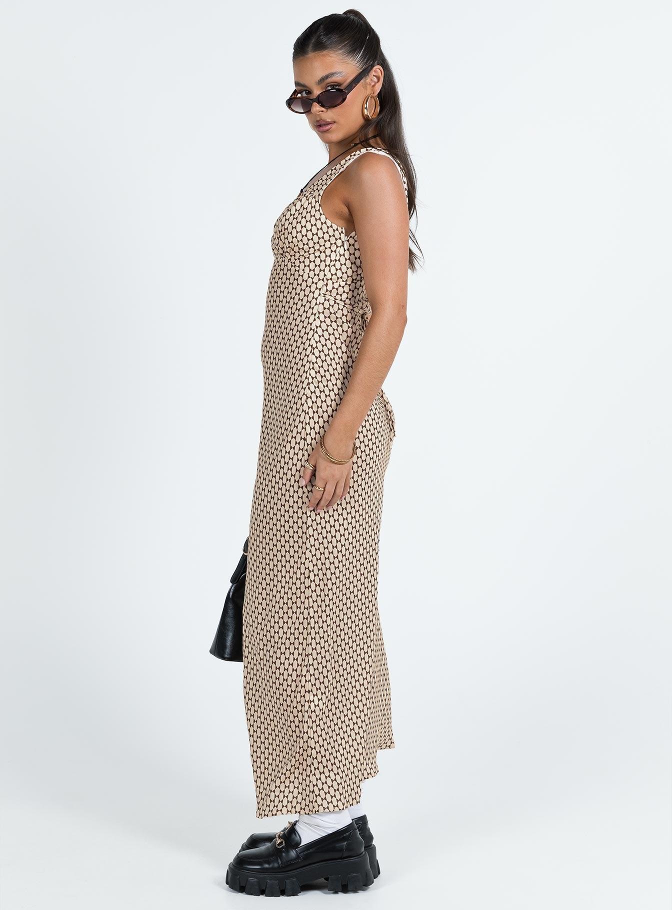 Maysa Geo Maxi Dress Beige Product Image