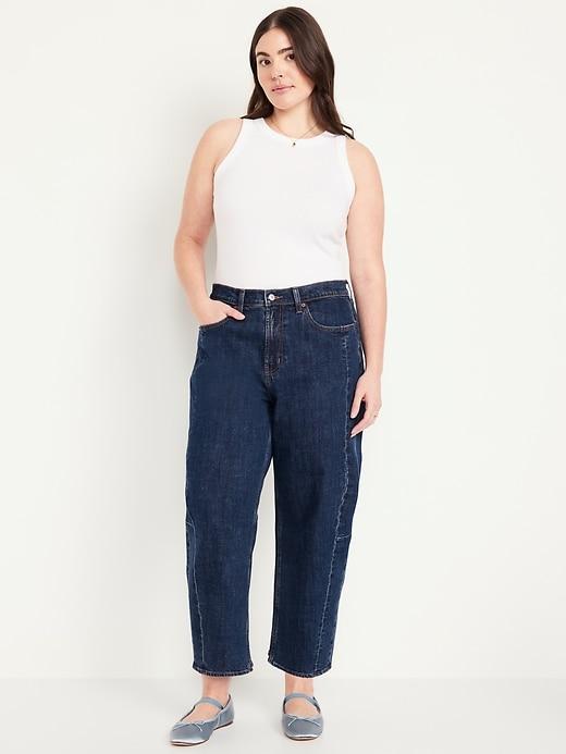 High-Waisted Barrel Ankle Jeans Product Image