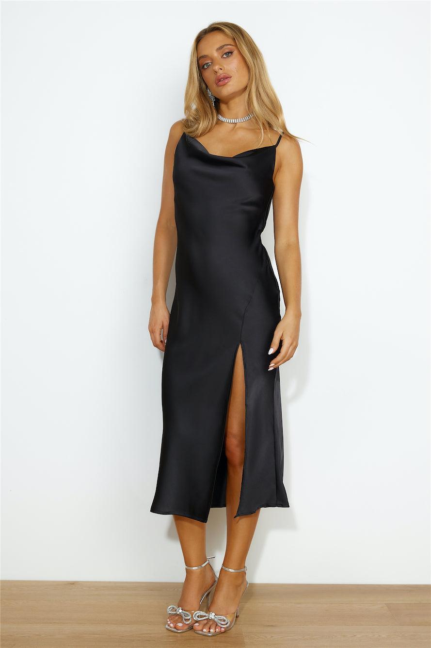 Silky Details Midi Dress Black product image