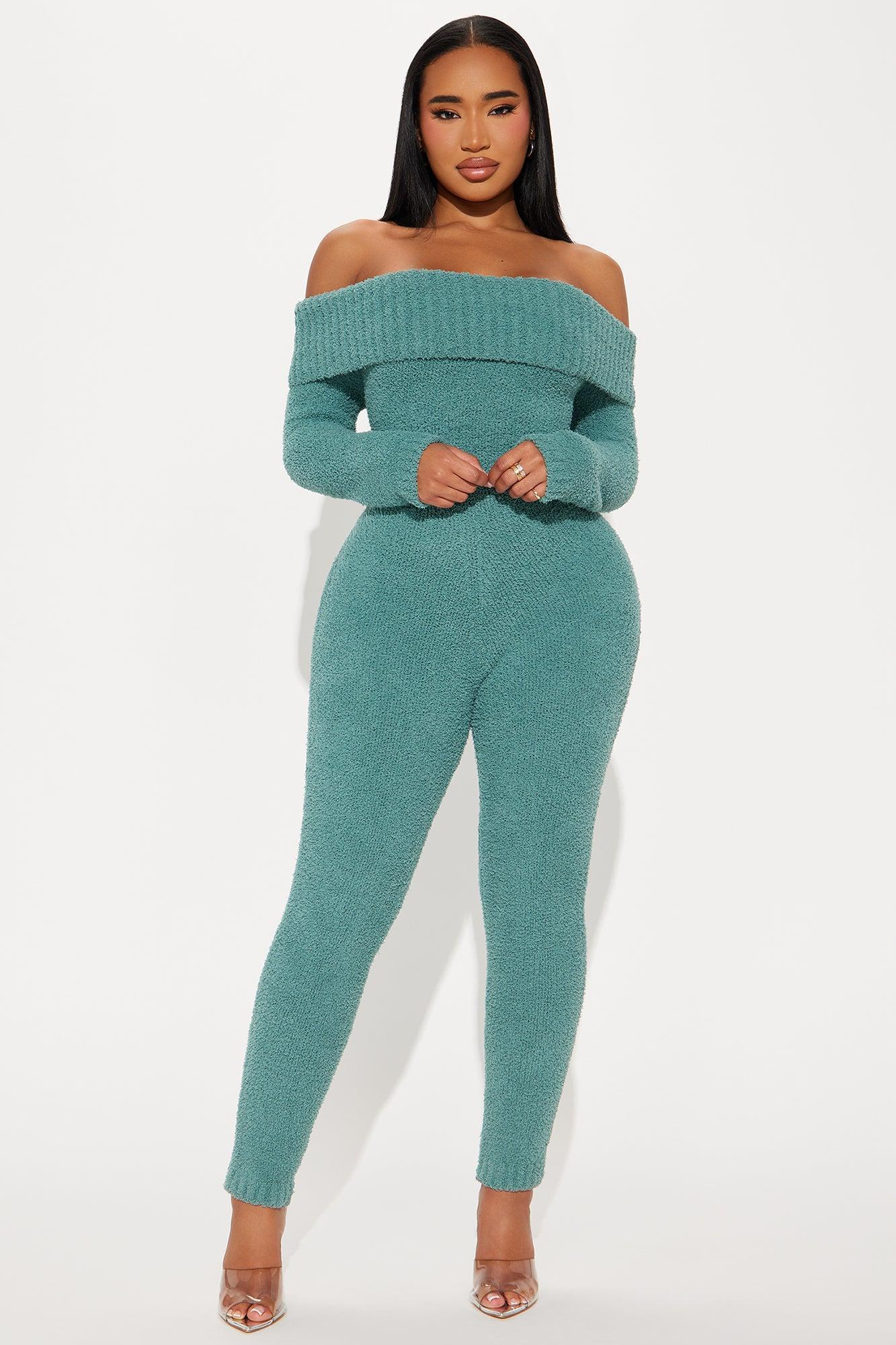 Time Well Spent Cozy Jumpsuit - Teal Product Image