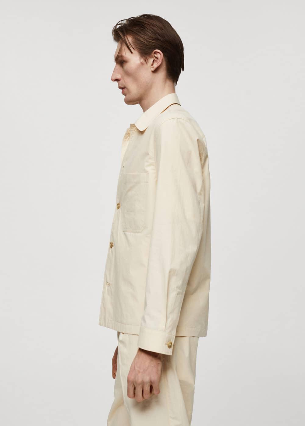 MANGO MAN - 100% cotton overshirt with pocket vanillaMen Product Image