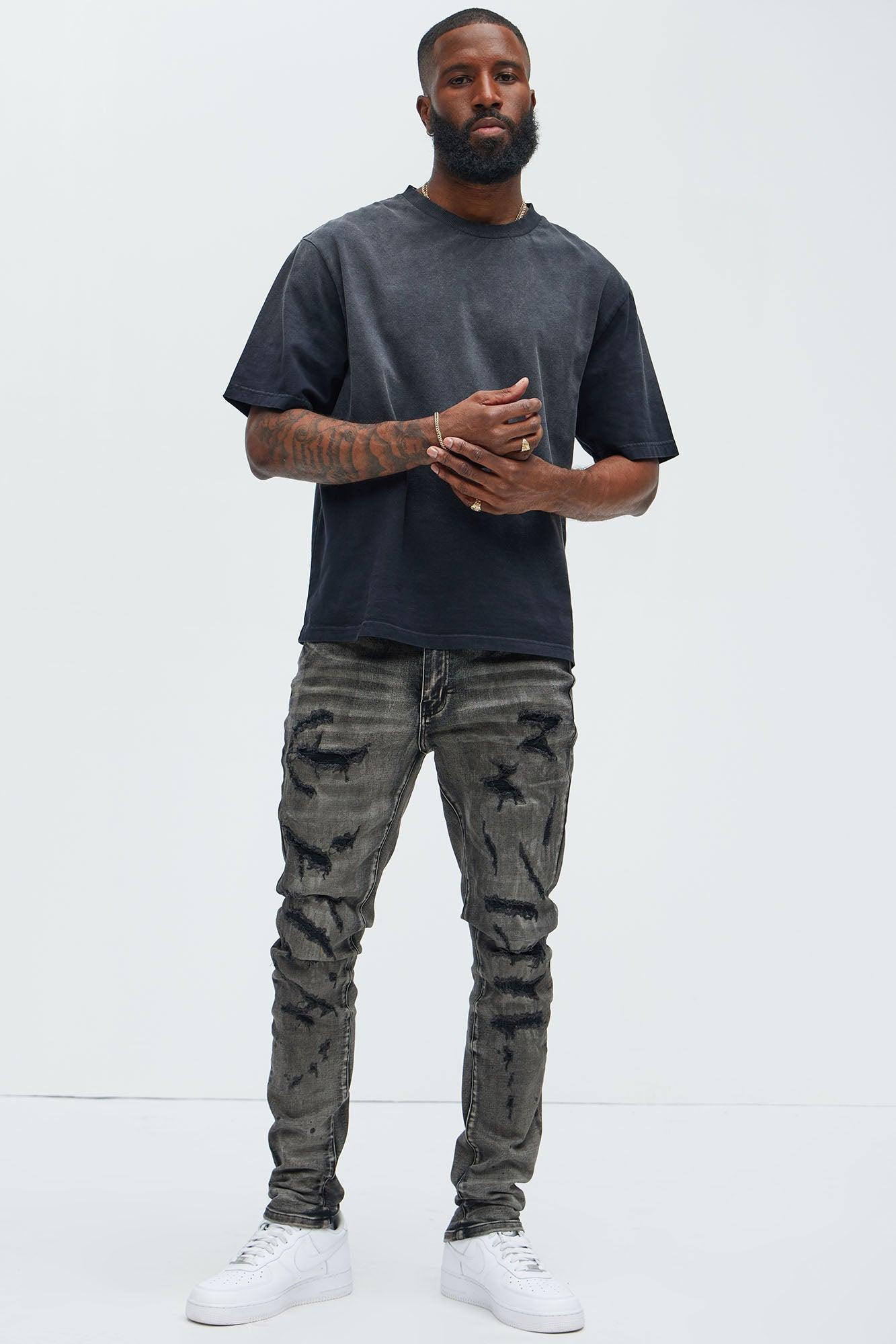 Put You On Spray Painted Stacked Skinny Jeans - Black Product Image