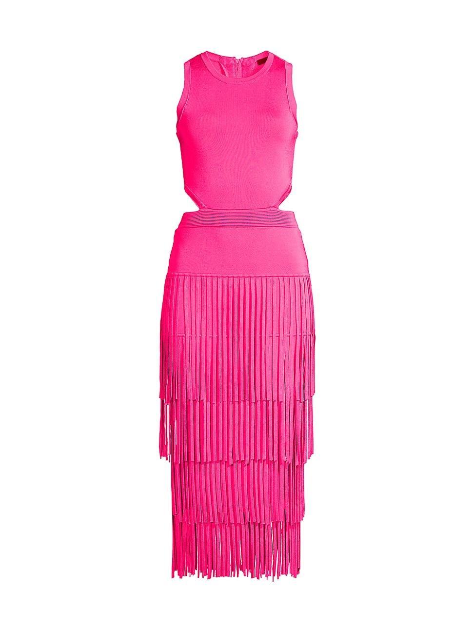 Womens Jemma Fringe Knit Midi-Dress Product Image