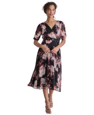 Women's Printed Surplice-Neck Tie-Waist Dress Product Image