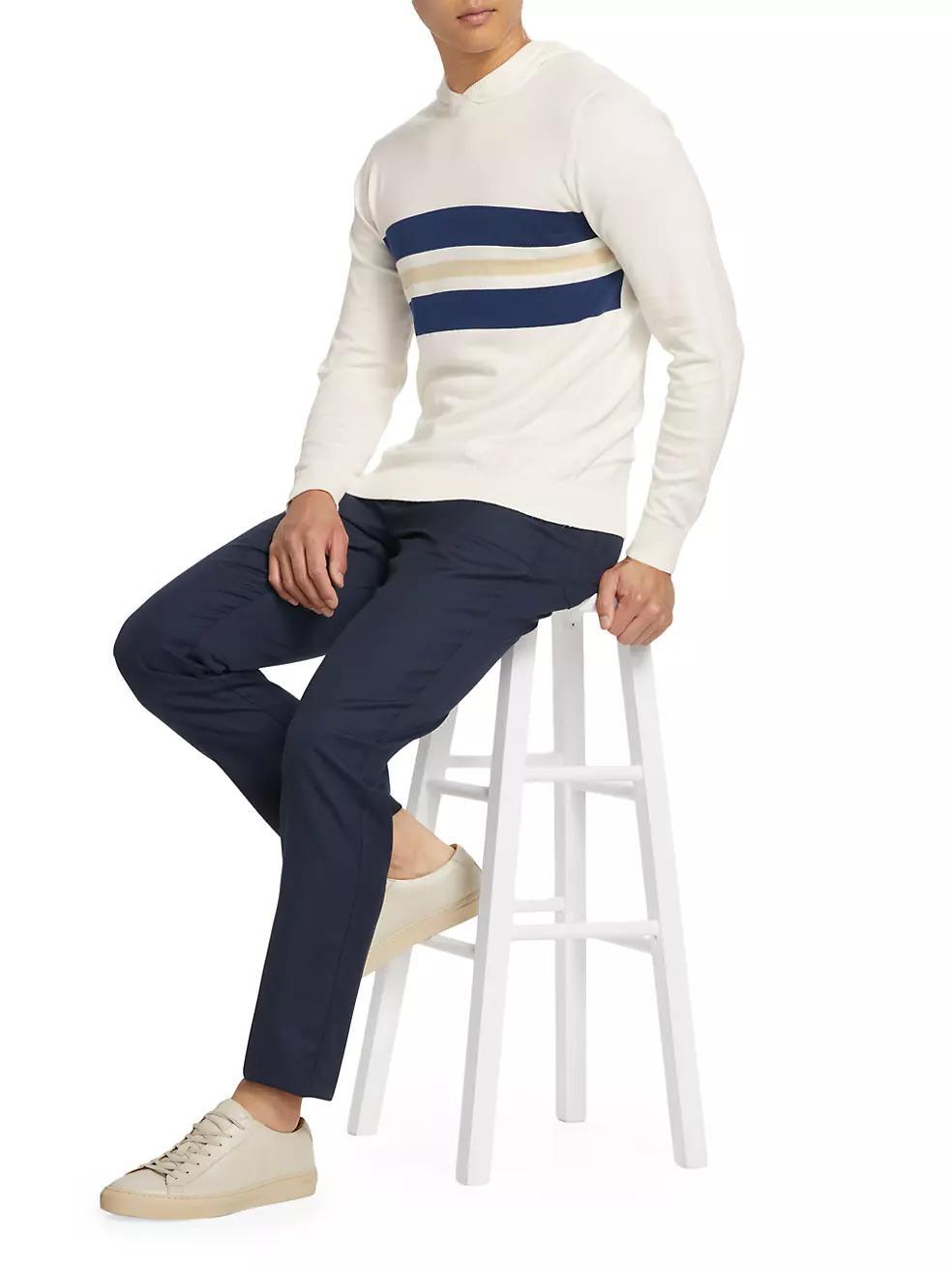 Slim-Fit Knit Hoodie Product Image