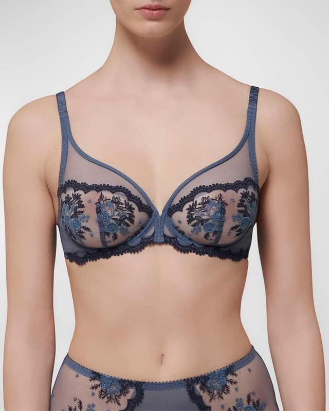 Intrigue Sheer Floral-Embroidered Bra Product Image