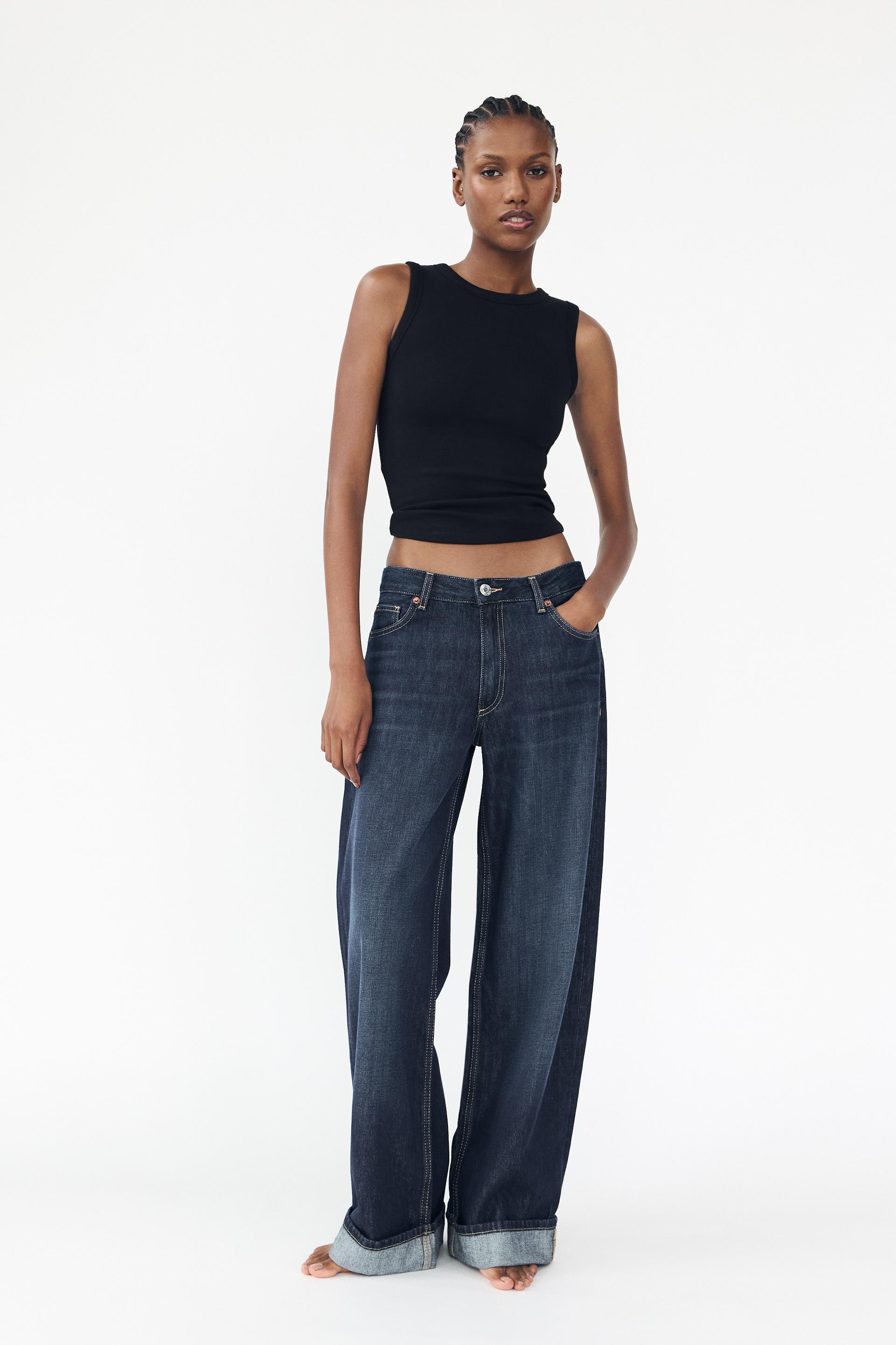 TRF RELAXED FOLD UP LOW-RISE JEANS Product Image