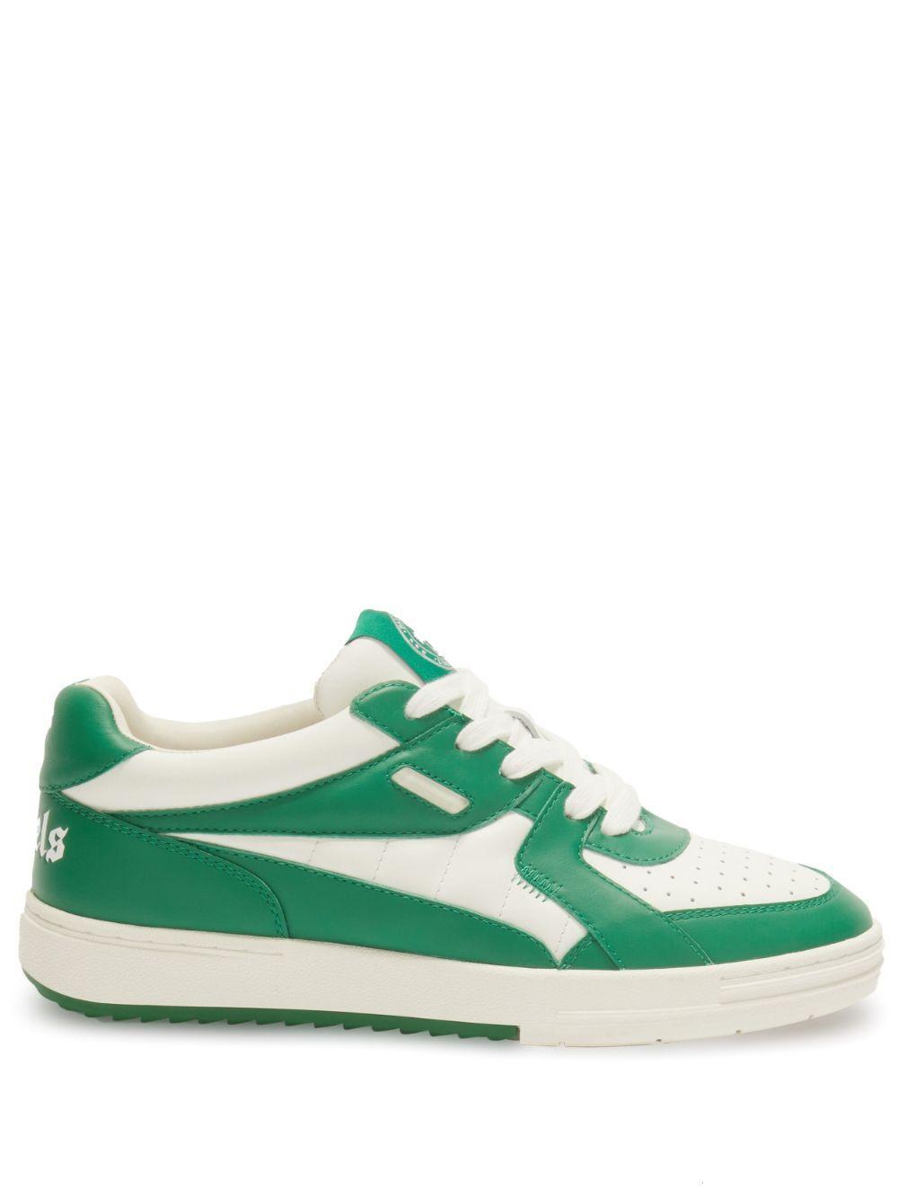 PALM ANGELS University Lace-up Leather Sneakers In Green Product Image