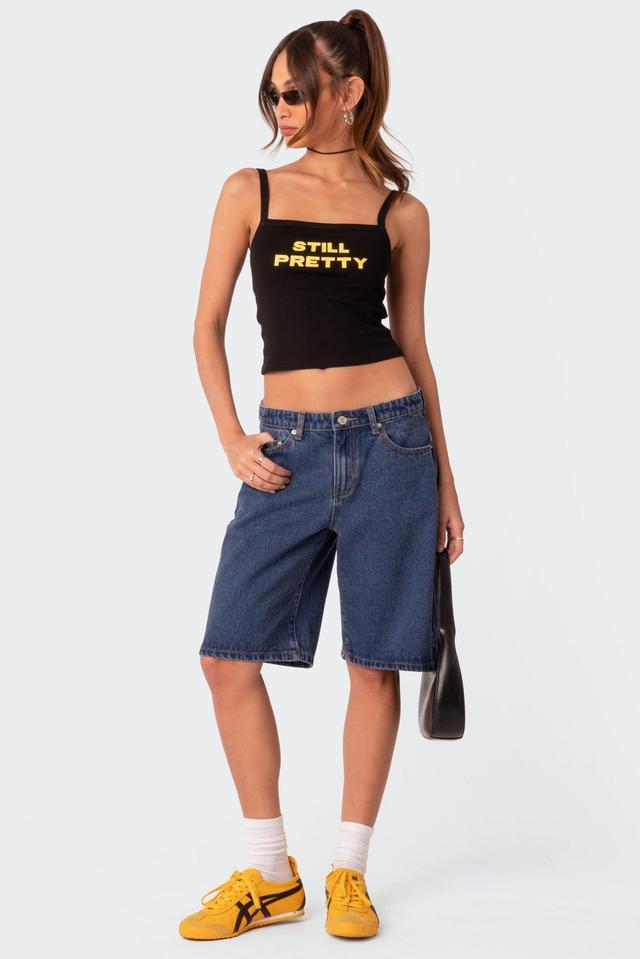 Oversized Low Rise Denim Bermuda Shorts Product Image