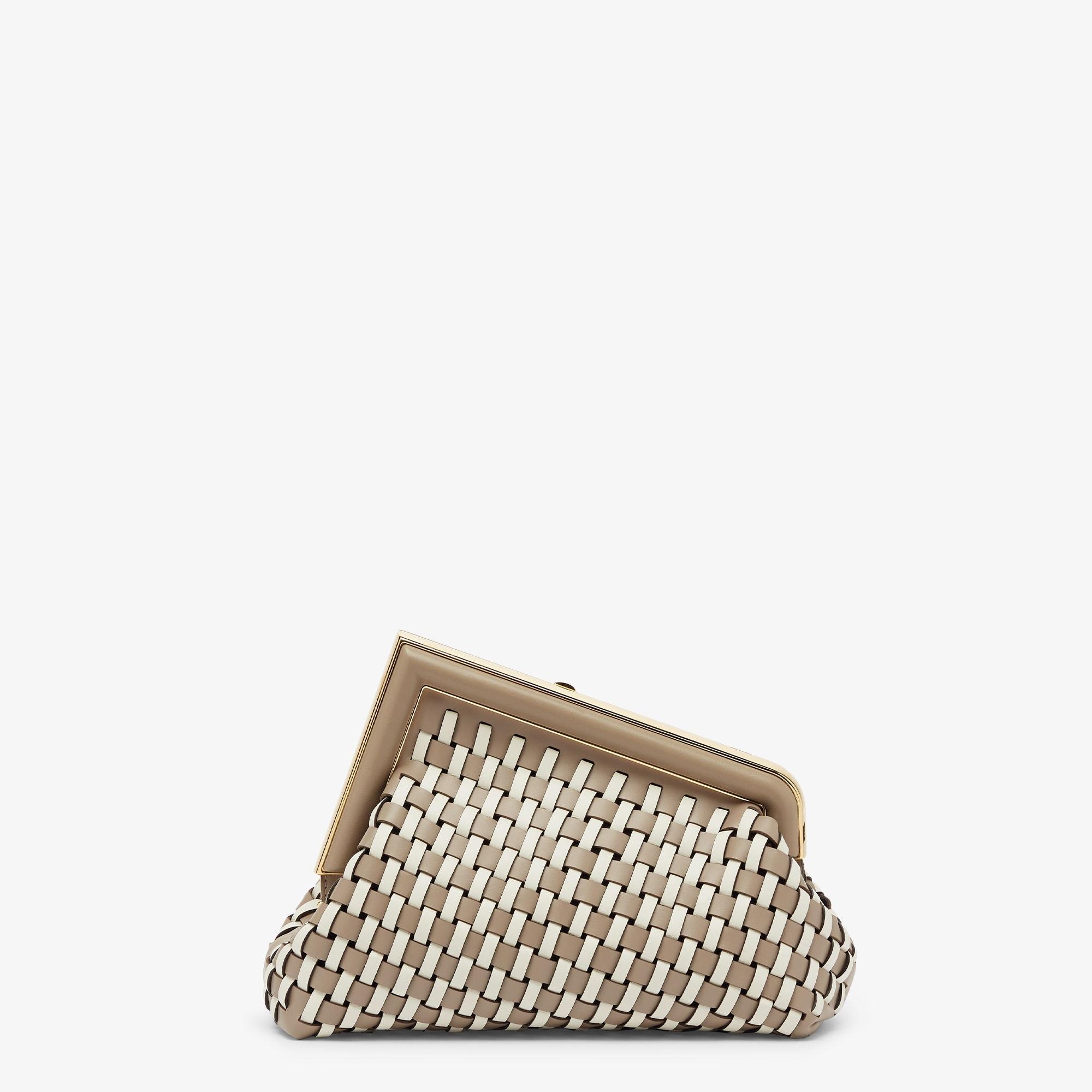 Fendi First SmallDove gray and white interlaced leather bag Product Image