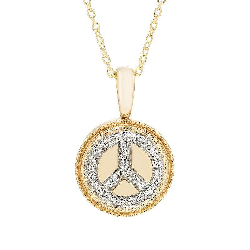 Its Personal 14k Gold 1/10 Carat T.W. Diamond Peace Pendant Necklace, Womens White Product Image