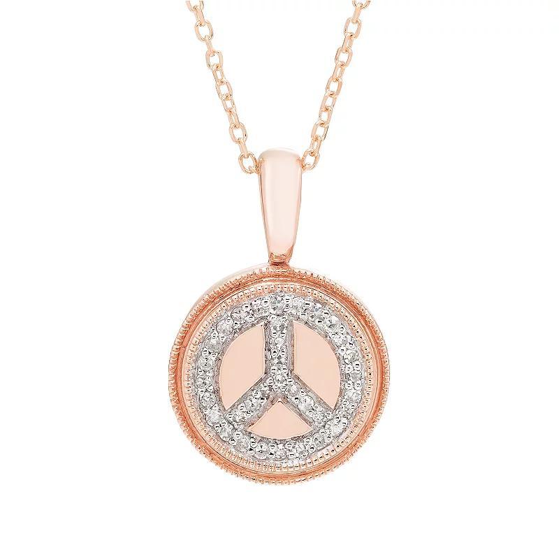 Diamond (1/10 ct. t.w.) Peace Sign Pendant in 14k Yellow or Rose Gold Product Image