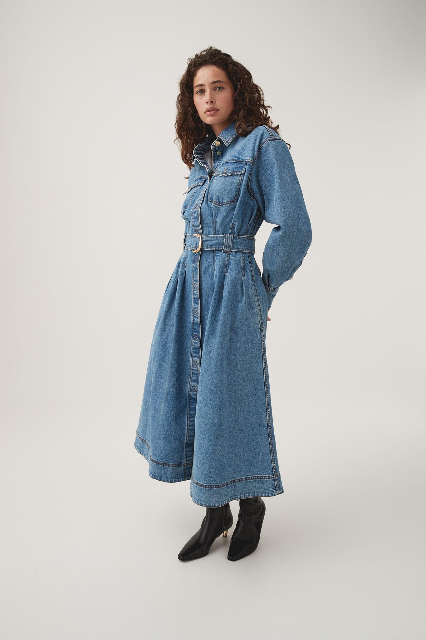 Aradia Denim Midi Dress Product Image