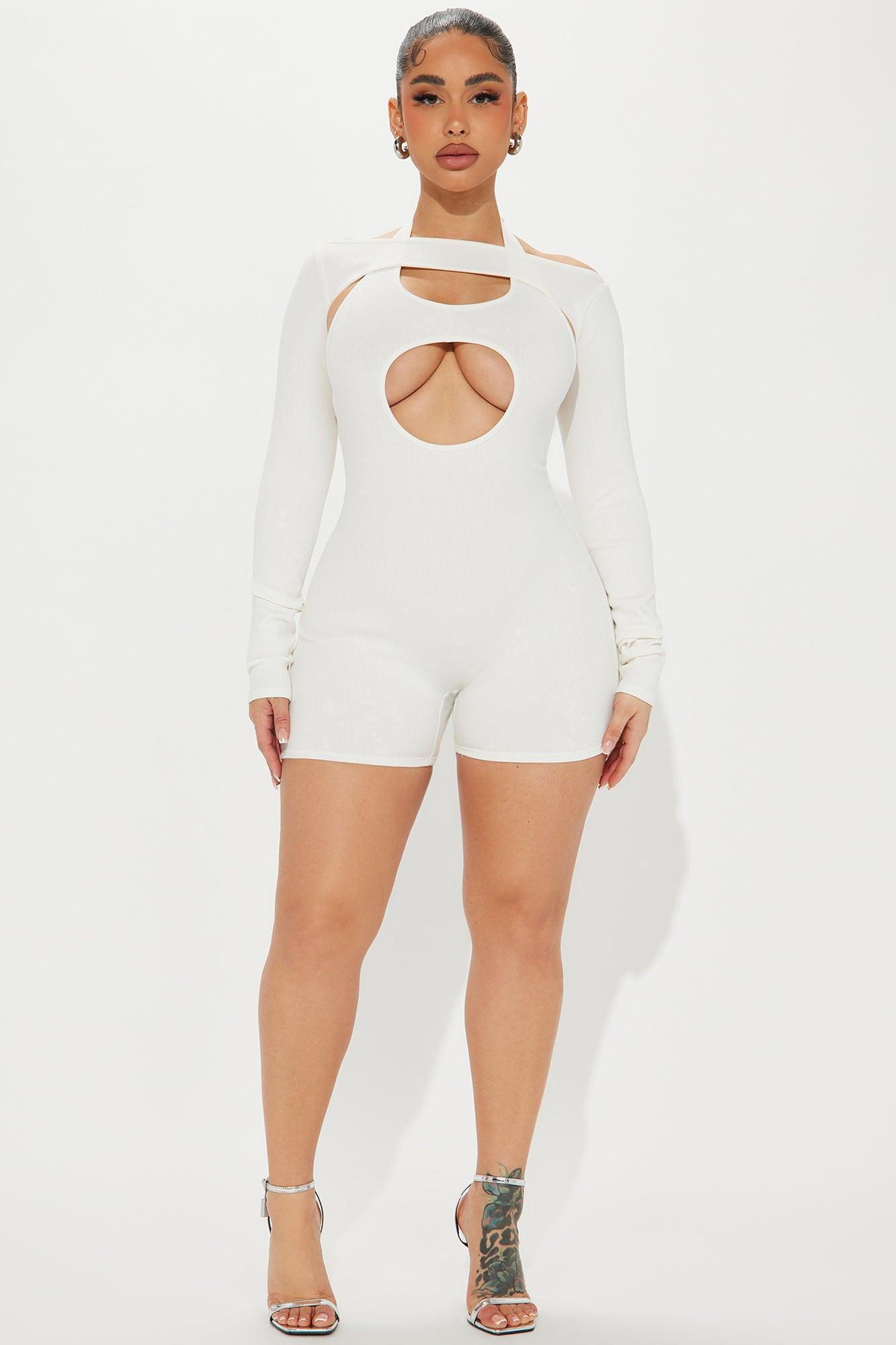 Karah Snatched Romper - Off White Product Image