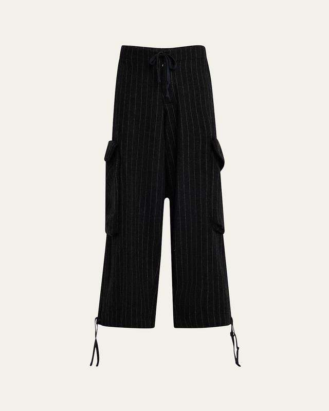 Mens Pinstripe Wide-Leg Cargo Pants Product Image