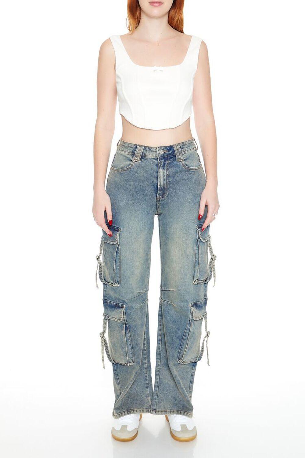 Stretch-Denim Cargo Jeans | Forever 21 product image