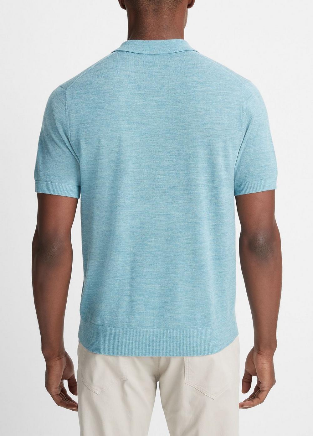 Merino Wool Short-Sleeve Johnny Collar Sweater Product Image