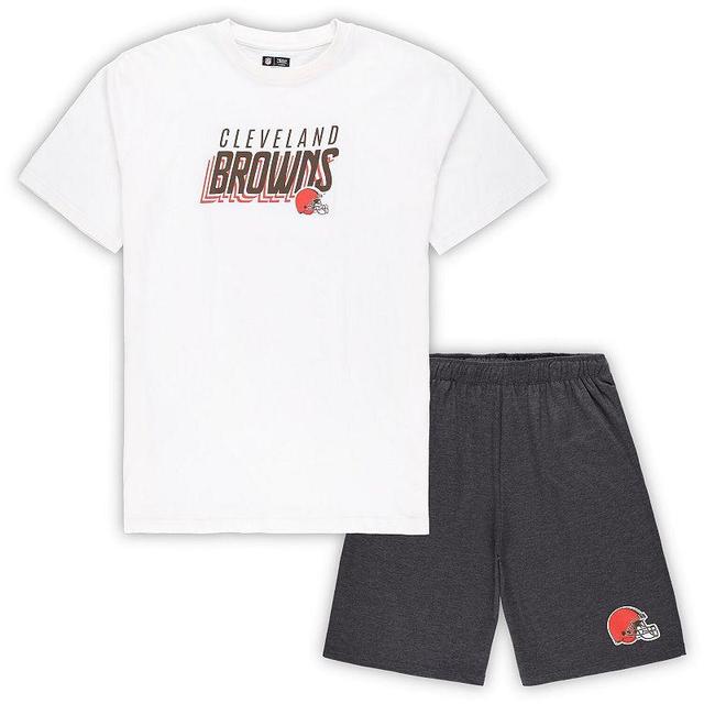 Men's Concepts Sport White/Charcoal Cleveland Browns Big & Tall T-Shirt and Shorts Set Product Image