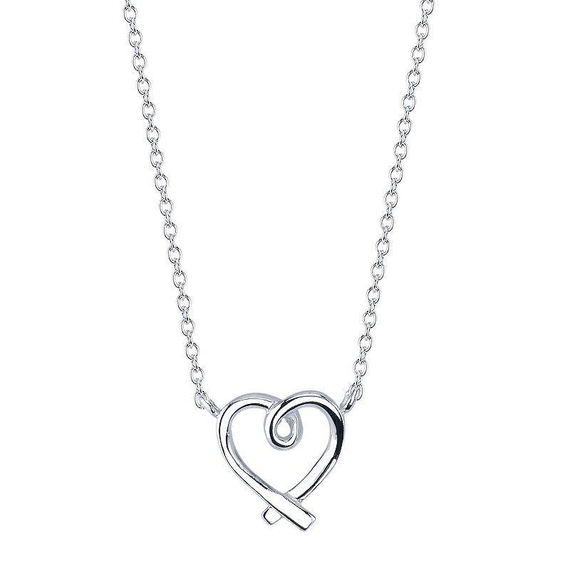 Love This Life Sterling Silver Heart Necklace, Womens Silver Tone Product Image