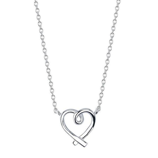 Love This Life Sterling Silver Heart Necklace, Womens Silver Tone Product Image