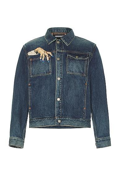 Undercover Hand Denim Jacket in Blue Product Image