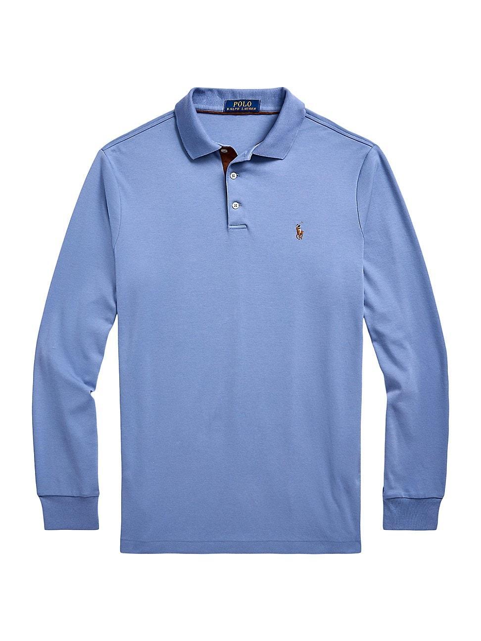 Mens Cotton Interlock Long-Sleeve Polo Shirt Product Image