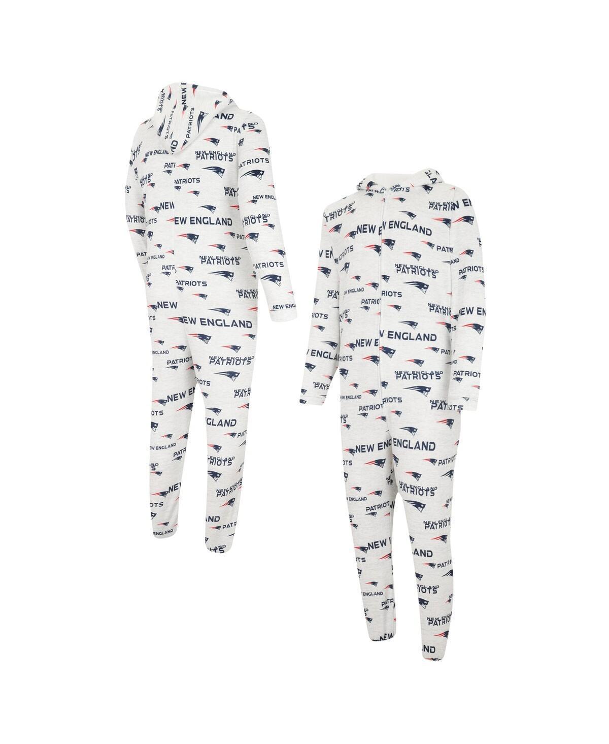 Mens Concepts Sport White New England Patriots Allover Print Docket Union Full-Zip Hooded Pajama Suit Product Image