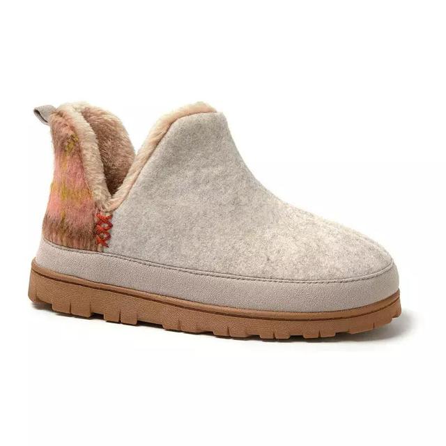 Dearfoams Womens Ember Faux Fur Lined Bootie Slippers Light Grey Gray Product Image