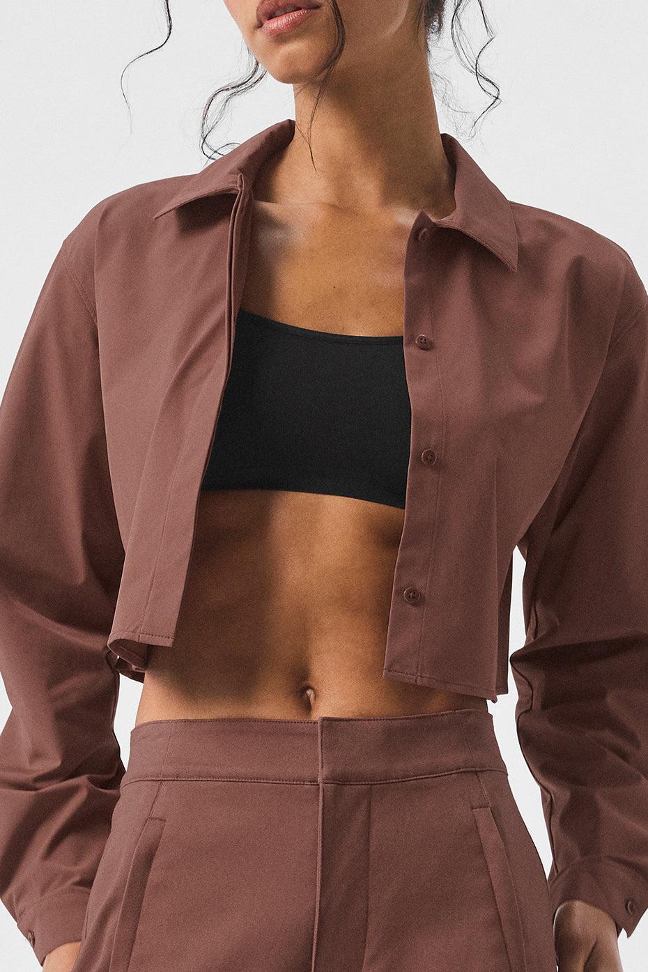 Cropped Take Me Out Button Up - Chestnut Female Product Image