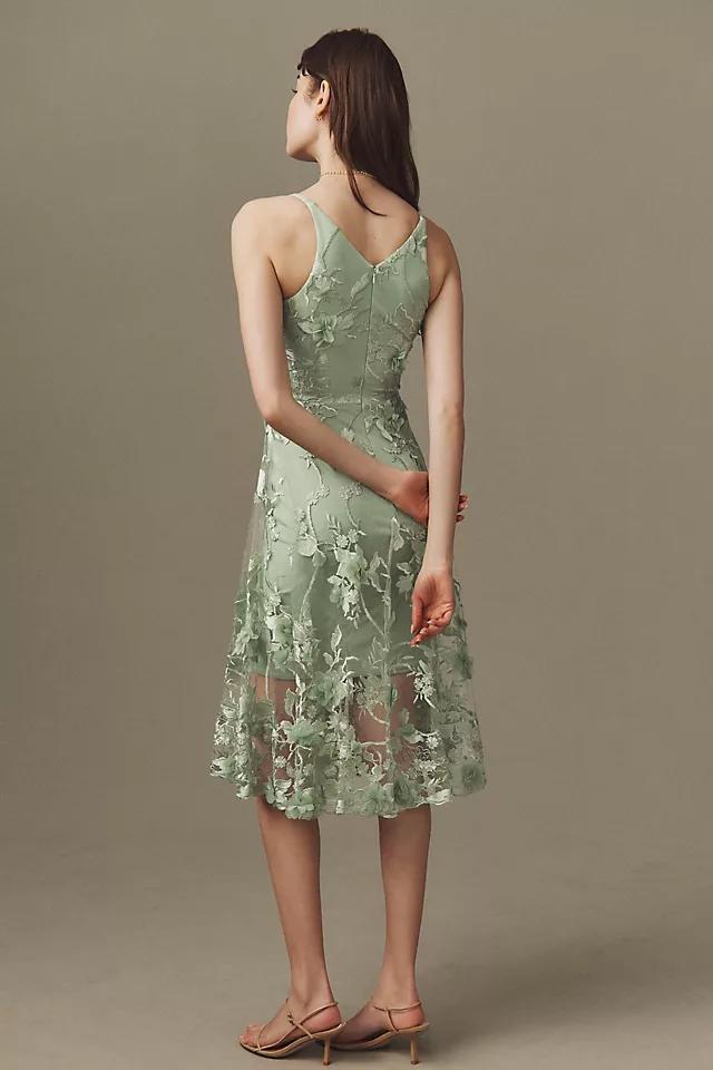 Dress The Population Audrey Fit & Flare Sheer Lace Floral Appliqué Midi Dress Product Image